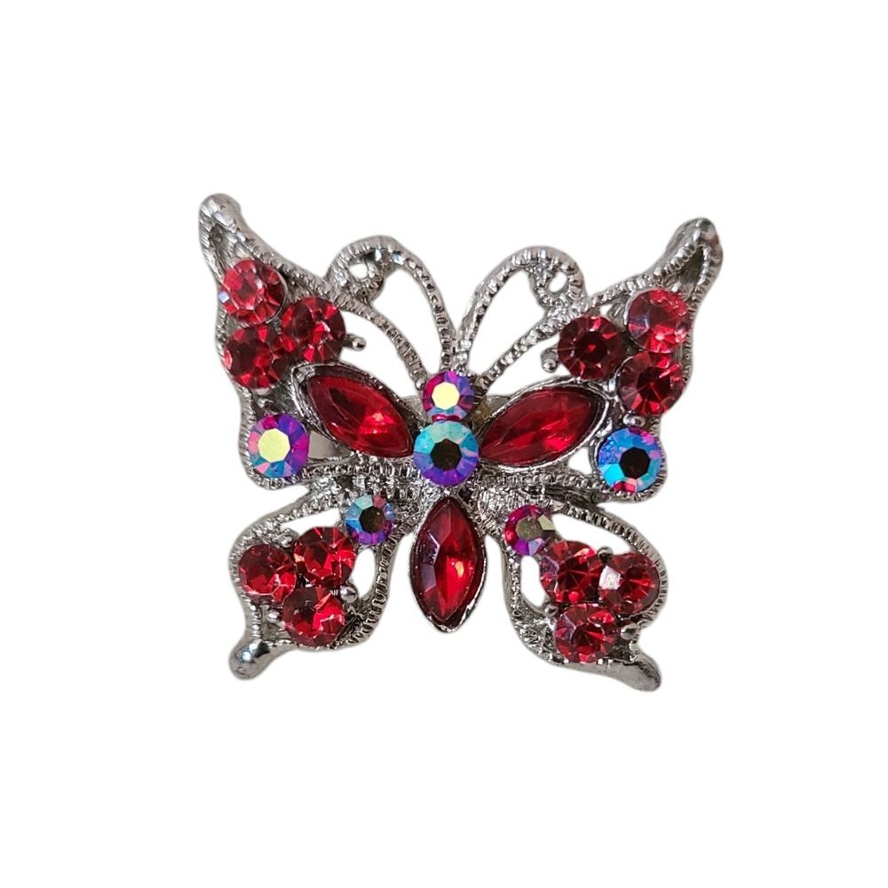 vintage sparkling red crystal butterfly statement ring y2K style size 6.5